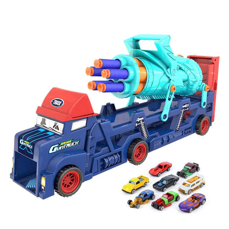 Gun Truck with 8 Die Cast Cars